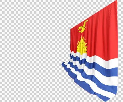 Kiribati Flag Curtain in 3D Rendering Showcasing Kiribati's Natural Beauty Illustrazione stock