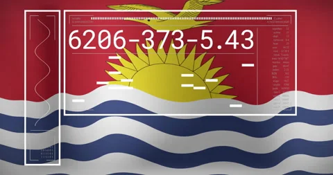 Kiribati flag with digital data and numbers overlay in animated design 스톡 동영상 304095392
