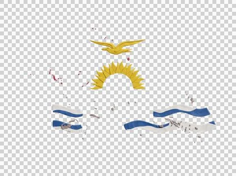 Kiribati flag elements with gold bird and sun 3d clay render. Stock Photos