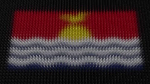Kiribati Flag Light Shining on Scrolling Bullets Stock Footage 310126272