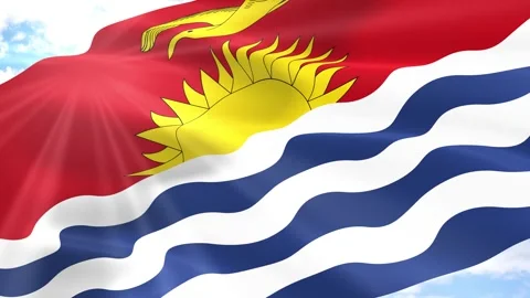 Kiribati Flag Seamless Loop 4k 60fps on Sky Background Stock Footage 341569416