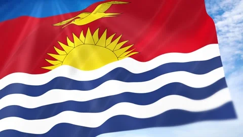 Kiribati Flag Seamless Loop 4k 60fps on Sky Background Stock Footage 341674508