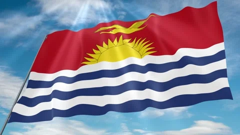 Kiribati Flag Seamless Loop 4k 60fps on Sky Background 動画素材 341758782