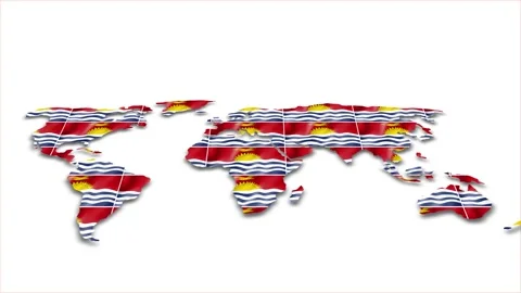 Kiribati flag wave 3d earth map animation white background 動画素材 264294724