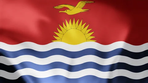 Kiribati flag is waving 3D animation. Flag seamless loop animation 4k. Stock Footage 257563273