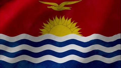 Kiribati flag waving background with real fabric texture Stockbeeldmateriaal 291916319
