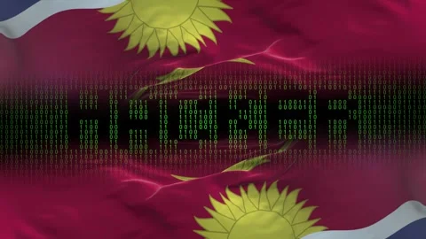 Kiribati flag - Waving flag on matrix binary code background Stock Footage 321420198