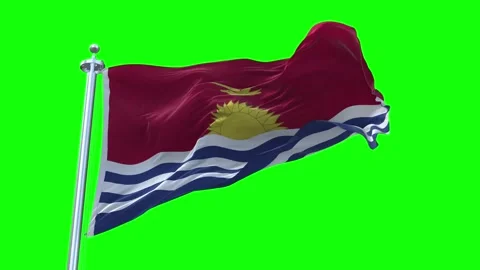 Kiribati Flag Waving in Loopable and Textured green screen background Stock Footage 296876826