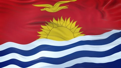 Kiribati flag waving in the wind with highly detailed fabric texture 動画素材 124713020