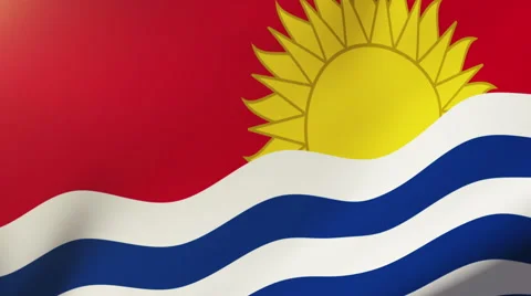 Kiribati flag waving in the wind. Looping sun rises style.  Animation loop Stock Footage 48597017