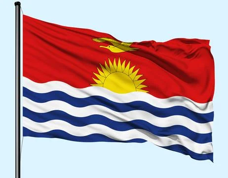 Kiribati Flag Wind Waving With Pole Stock Illustration