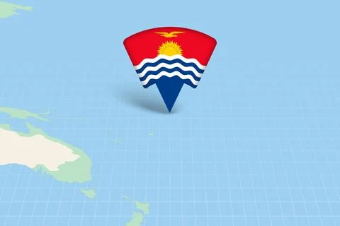Kiribati Location Highlighted on Oceania Map with Flag Icon. Illustration