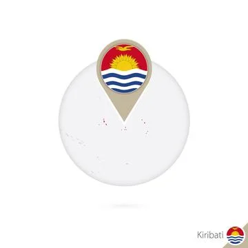 Kiribati map and flag in circle. Map of Kiribati, Kiribati flag pin. Map of.. Stock Illustration