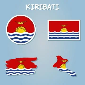 Kiribati map on a world map with flag and map pointer, vector illustration. Illustrazione stock