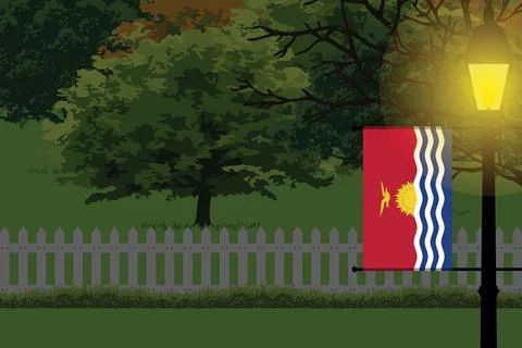 Kiribati Night Trees Lamp Vector Illustration Stock Illustration