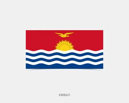 Kiribati Rectangle flag icon with shadow. 스톡 일러스트