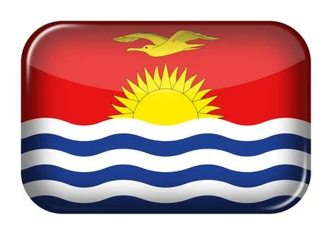Kiribati web icon rectangle button with clipping path Stock Illustration