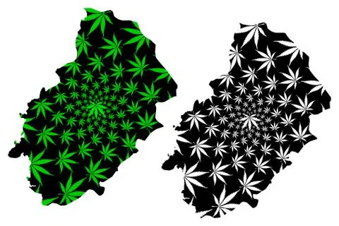 Kirikkale (Provinces of the Republic of Turkey) map is designed cannabis leaf Stock Illustration