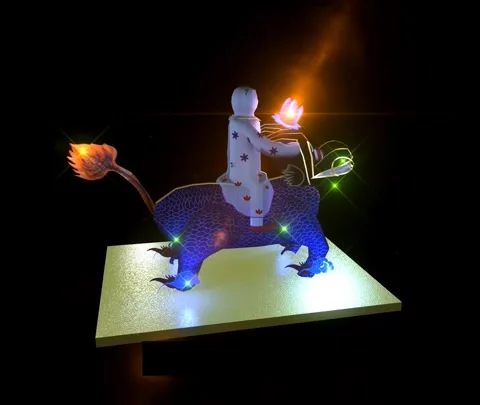 Kirin and Boy - 3D Animation of Paper Flower Lantern 動画素材 241912507