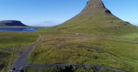 Kirkjufell waterfall and mountain Stock Footage 80441065