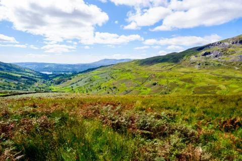 Kirkstone Pass view back down the valley toward Windermere Stock Photos
