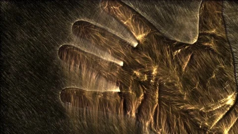 Kirlian aura videography of a male human hand showing different symbols and move Stock Footage