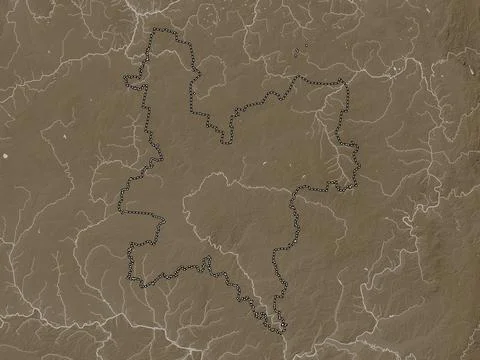 Kirov, Russia. Elevation map colored in sepia tones with lakes and rivers イラスト素材