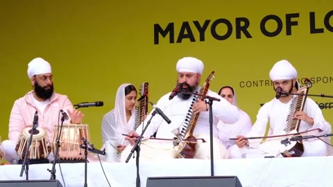 Kirpal Singh Panesar performing at the Vaisakhi Festival in London. Stock Footage 296195487