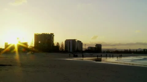 Kirra Beach TimeLapse Dusk Stockbeeldmateriaal 10600888