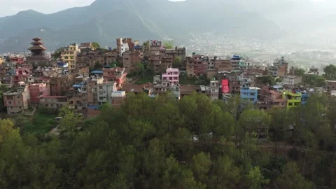 Kirtipur Drone view 4k Stockbeeldmateriaal 223817522