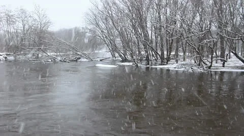 Kishwaukee River Winter Scene Stock-Footage 24494063