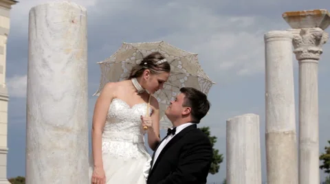 Kiss among ancient Stock Footage