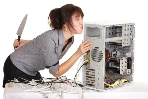 Kiss and kill my computer Stock Photos