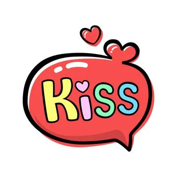Kiss. Comic speech bubble with expression text kiss. Vector illustration Stock Illustration