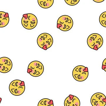 Kiss emoji vector seamless pattern Ilustración de archivo