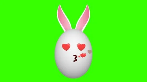 Kiss expression easter bunny egg on green screen Stock Illustration