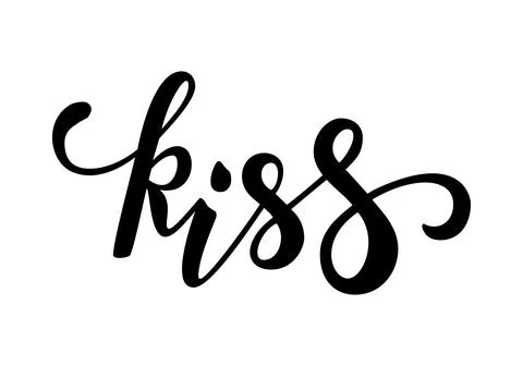 Kiss. Hand drawn creative calligraphy and brush pen lettering Stock Illustration