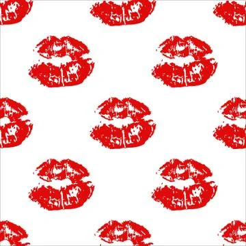 Kiss, Lips Seamless Pattern background. Vector Illustration isolated on white Stock Illustration