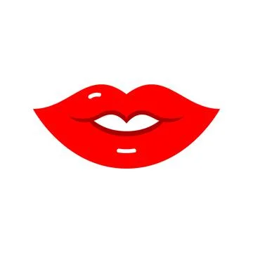 A kiss on the lips. Vector patch, sticker on white. Cool sexy red kissed. Sel Stock Illustration