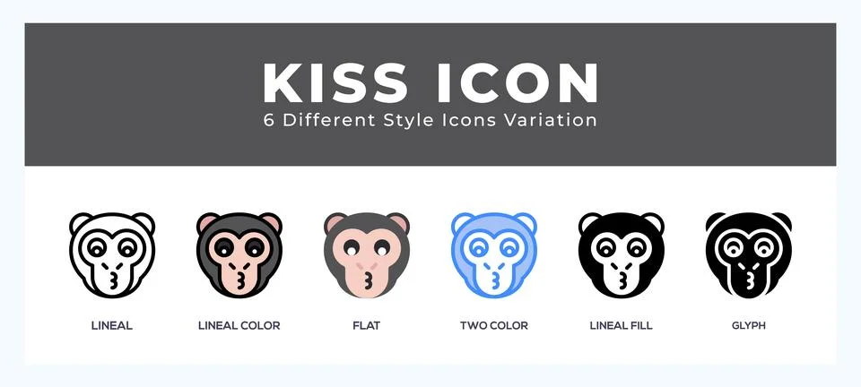 Kiss monkey icon in filled. thin line. outline stroke and flat style. Stock Illustration