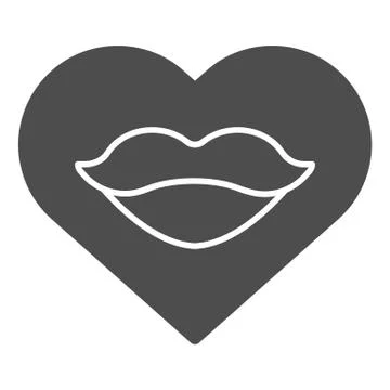 Kiss print in heart solid icon. Love vector illustration isolated on white Stock Illustration