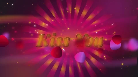 Kiss You text design with vibrant background and star effects Stock Footage 344281184