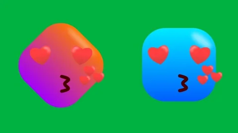Kisses icon in different shapes and colours on green screen Stock Footage 284149341