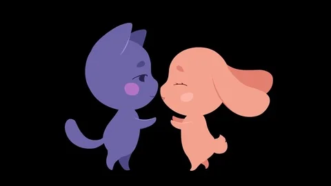 Kissing cartoon characters. Valentine's ... | Stock Video | Pond5