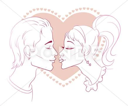 Kissing couple Stock Illustration
