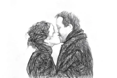 Kissing couple Illustrazione stock