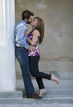 Kissing Couple Posing Stock Photos