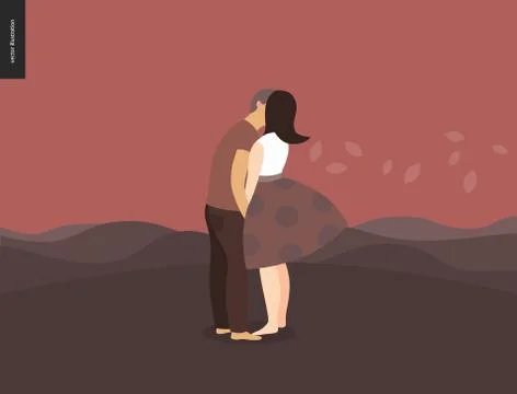 Kissing scene composition Stock Illustration