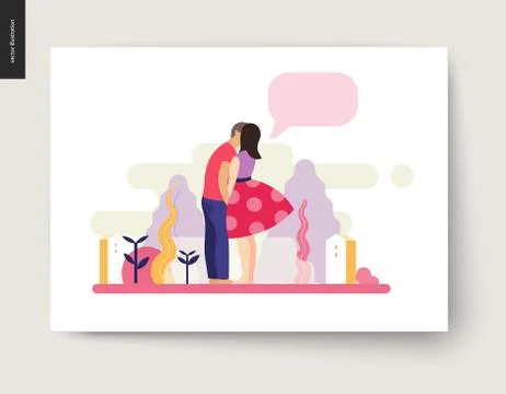 Kissing scene composition Stock Illustration