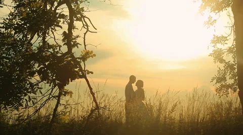 Kissing at sunset Stock Footage 47844226